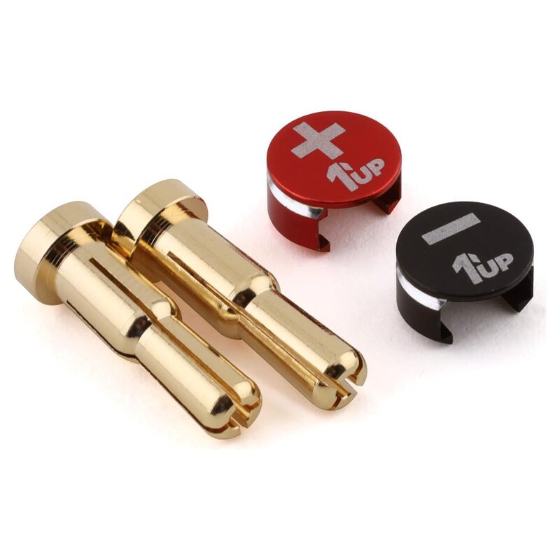 1UP Racing LowPro Bullet Plug Grips w/4-5mm Bullets (Black/Red) 1UP190433