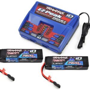 High-performance RC car batteries and charger kit for hobbyists and racing enthusiasts.