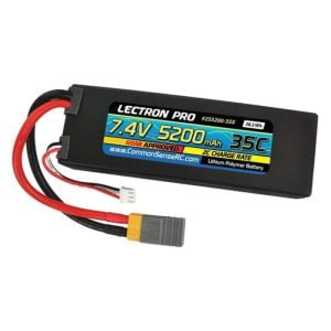 RC Batteries 13 Lectron Pro 7.4V 2S 5200mAh 35C Lipo Battery with XT60 Connector + CSRC adapter for XT60