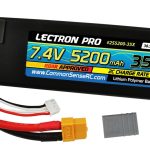 Lectron Pro 7.4V 2S 5200mAh 35C Lipo Battery with XT60 Connector + CSRC adapter for XT60