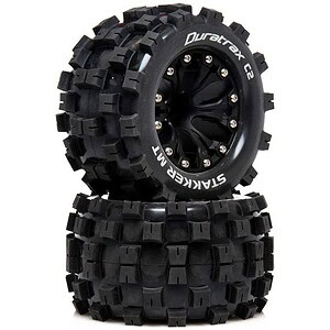 Duratrax Stakker MT 2.8 Pre-Mounted Front/Rear C2 - 0.5 Offset Black (2)
