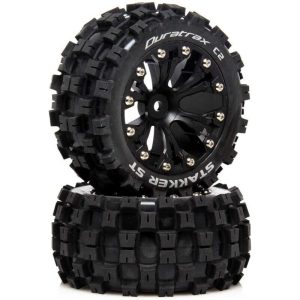 Duratrax Stakker ST 2.8 Pre-Mounted Front/Rear C2 - 0 Offset Black (2)