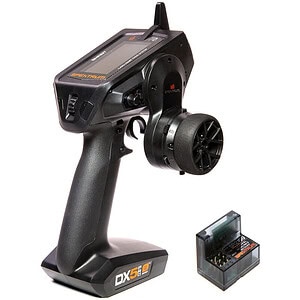 Radio control transmitter with receiver for RC cars and vehicles.