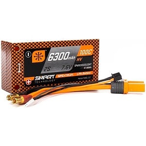 Spektrum 6300mAh 2S 7.6V 100C Smart HV LiPo Short 5mm Tubes