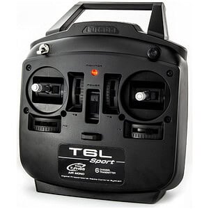 Radio controller for RC cars, professional 6-channel remote for hobby racing and drone control.