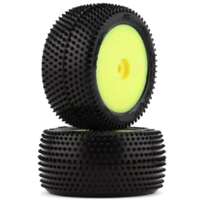 Pro-Line Prism Carpet Tires Pre-Mounted on Yellow Mini-B Rear Wheels