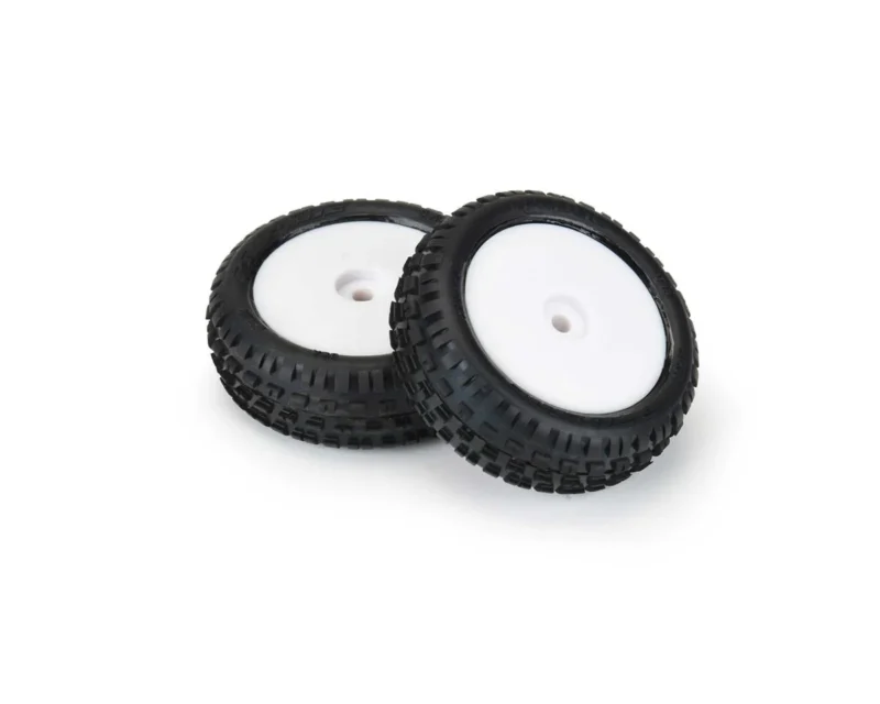 Pro-Line Wedge Carpet Tires Pre-Mounted on White Mini-B Front Wheels