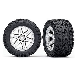 Traxxas Tires & Wheels Glued (2.8) All-Star Black Chrome Ribbed (Electric Front) TRA6774R