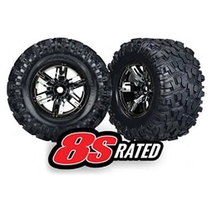 Traxxas Tires & Wheels Glued X-Maxx Black Chrome Maxx AT (Left/Right) TRA7772A