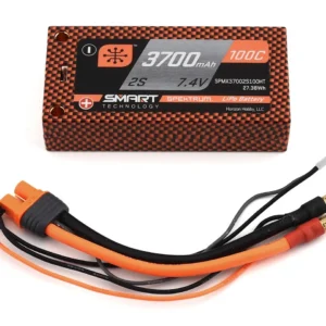 Spektrum 3700mAh 2S 7.4V 100C Smart LiPo Short HC 5mm Tubes