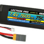 Lectron Pro 2S 7.4V 7600mAh 75C Lipo Battery with XT60 Connector - 2s7600-75x_2_1000 High-performance RC car lithium polymer battery for hobby and racing use.
