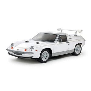 Classic white remote control sports car model with detailed exterior design.