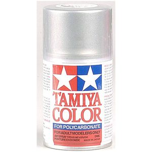Bright red, white, and blue Tamiya Color spray paint for RC cars, model kits, and crafts.
