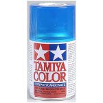 Bright blue Tamiya color spray for RC car models and hobby paint projects.