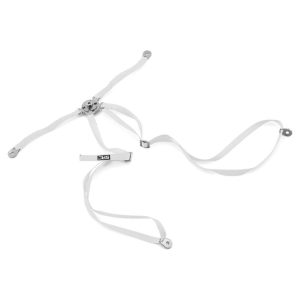 Silver RC car harness for racing, lightweight pro-grade safety belt, durable materials for RC racing boats and cars.