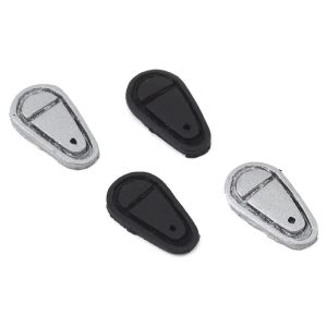 Silicone RC car tire grips, black and silver, for improved traction and control.