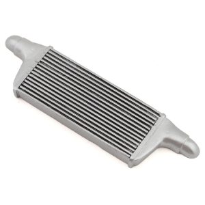 Aluminum RC car radiator cooling component for high-performance motors.