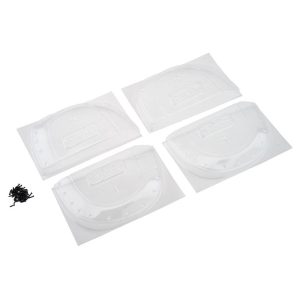 Silicone tire covers for RC cars, transparent and durable, prevents dirt and damage during races.