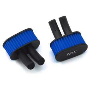 High-performance blue RC car air filter for improved engine airflow and efficiency.