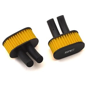 High-quality RC car air filters with yellow pleated design for optimal engine protection.