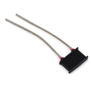 High-performance RC car cooling radiator with dual braided hoses for optimal heat dissipation.