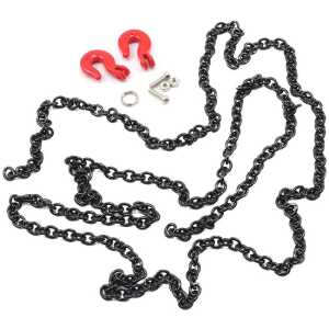 Yeah Racing 96cm 1/10 Crawler Scale Steel Chain Accessory w/Red Hooks Black YEA-YA-0357BK