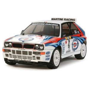 RC rally car with Martini Racing livery and detailed decals.