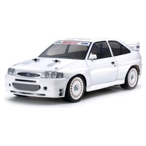 Detailed RC car replica of Ford Escort Cosworth racing model.