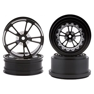 SSD RC V Spoke Aluminum Front and Rear 2.2 Drag Racing Wheels - Black (Set of 4)