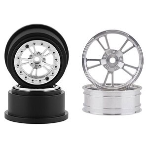SSD RC V Spoke Aluminum Front and Rear 2.2 Drag Racing Wheels - Silver (Set of 4)