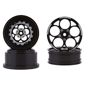 SSD RC 5 Hole Aluminum Front and Rear 2.2 Drag Racing Wheels - Black (Set of 4)
