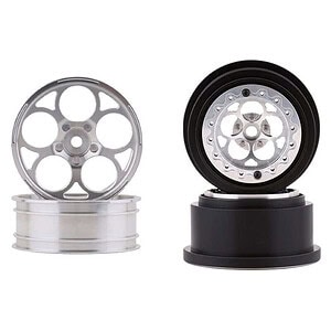 SSD RC 5 Hole Aluminum Front and Rear 2.2 Drag Racing Wheels - Silver (Set of 4)