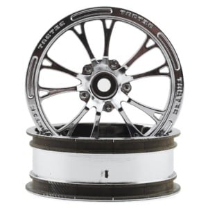 High-performance RC car wheel on display for remote control racing and hobby enthusiasts.