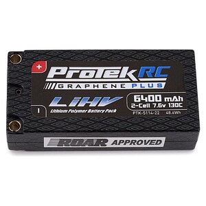 Protek RC 2S 130C Low IR Si-Graphene + HV Shorty LiPo Battery 7.6V/6400mAh with 5mm Connectors ROAR Approved