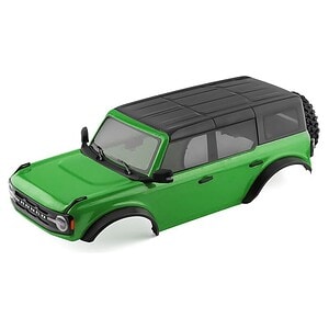 Remote control car model with green body and black roof.