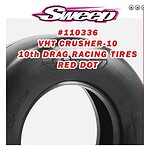 High-performance VHT Crusher-10 10th Drag Racing Tires with Red Dot for RC cars.