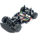 1/10 Tamiya M-08 Concept RWD Touring Car Chassis Kit TAM58669 - tam58669-2 High-performance RC car chassis with brushless motor and off-road tires.