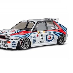 High-performance RC racing car with Martini Motorsport livery and advanced shocks.