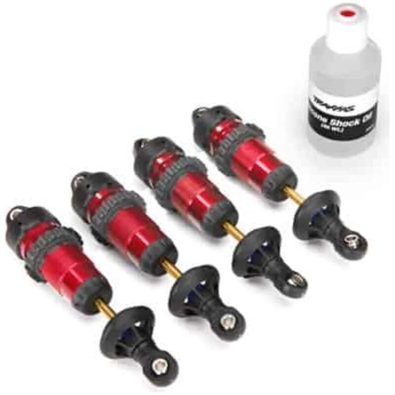 High-performance RC car shock absorbers with oil, ideal for off-road racing.