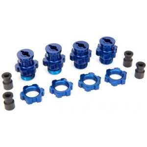 Traxxas Wheel hubs splined 17mm short (2) long (2) (blue-anodized) TRA5853X