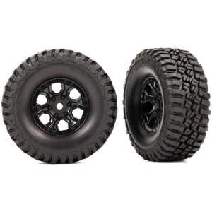 Traxxas Tires and wheels assembled (black 1.0 wheels BFGoodrich Mud-Terrain T/A KM3 2.2x1.0 tires) (2)