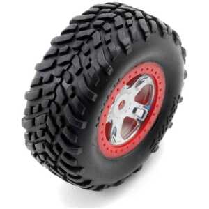 Traxxas Tires & Wheels Glued SCT SS Chrome Red Beadlock Off-Road Racing (F/R) TRA7073A