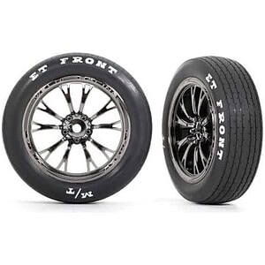 Traxxas Tires & Wheels Glued Weld Black Chrome Mickey Thompson ET Front (2) TRA9474X