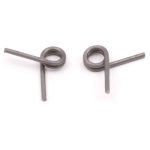 Miniature gray suspension springs for RC cars with precision engineering.