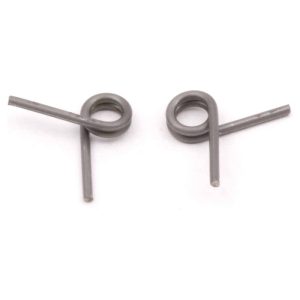 Miniature gray suspension springs for RC cars with precision engineering.