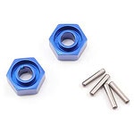 Traxxas Wheel hubs hex (blue-anodized lightweight aluminum) (2)/ axle pins(2) TRA1654X