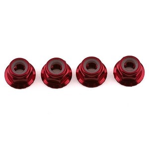 Traxxas Nuts aluminum flanged serrated (4mm) (red-anodized) (4) TRA1747A