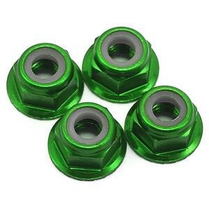 Traxxas Nuts aluminum flanged serrated (4mm) (green-anodized) (4) TRA1747G