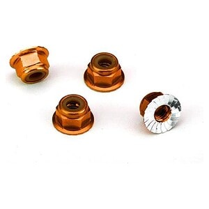Traxxas Nuts aluminum flanged serrated (4mm) (orange-anodized) (4) TRA1747T