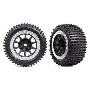 Traxxas Tires & Wheels Assembled (2.2 Black Satin Chrome Alias Ribbed) Bandit Front Med TRA2470G